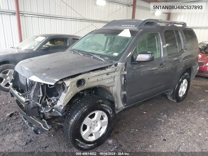 2008 Nissan Xterra X VIN: 5N1AN08U48C537893 Lot: 40614922