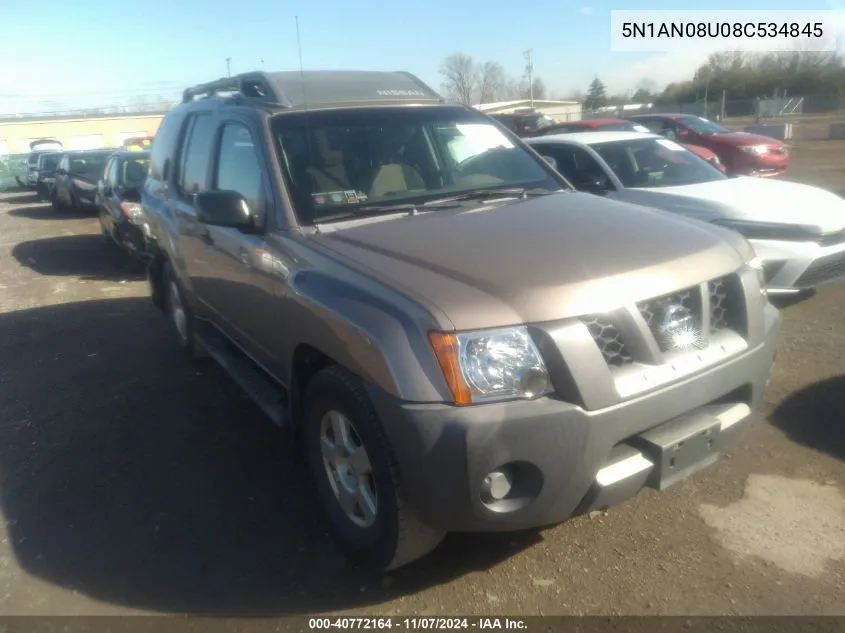 2008 Nissan Xterra S VIN: 5N1AN08U08C534845 Lot: 40772164