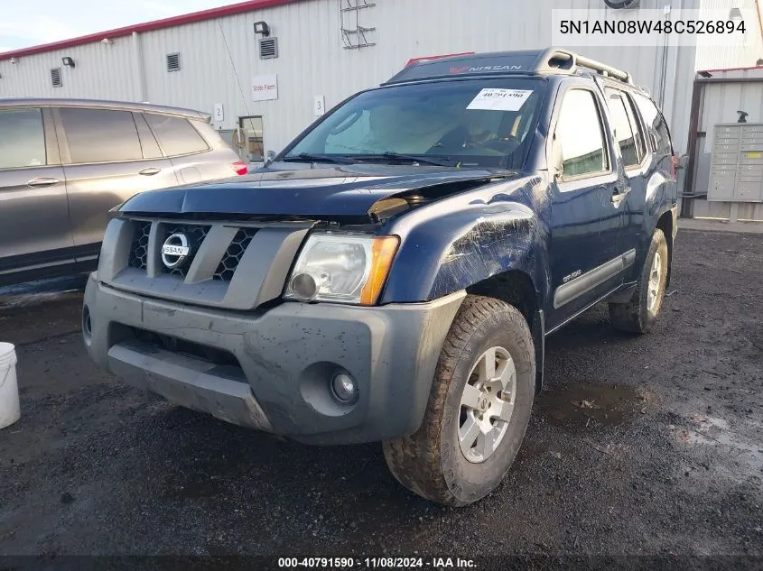 2008 Nissan Xterra Off Road VIN: 5N1AN08W48C526894 Lot: 40791590