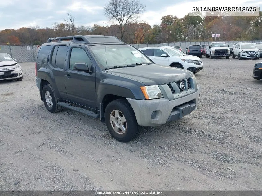 2008 Nissan Xterra Off Road/S/Se VIN: 5N1AN08W38C518625 Lot: 40804196