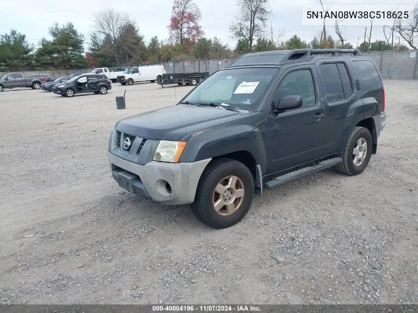 2008 Nissan Xterra Off Road/S/Se VIN: 5N1AN08W38C518625 Lot: 40804196