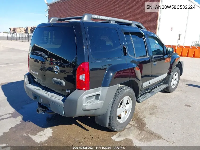 2008 Nissan Xterra Se VIN: 5N1AN08W58C532624 Lot: 40835263