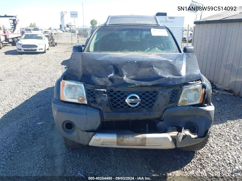 2009 Nissan Xterra Se VIN: 5N1AN08W59C514092 Lot: 40254450