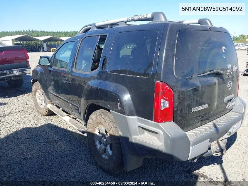 2009 Nissan Xterra Se VIN: 5N1AN08W59C514092 Lot: 40254450