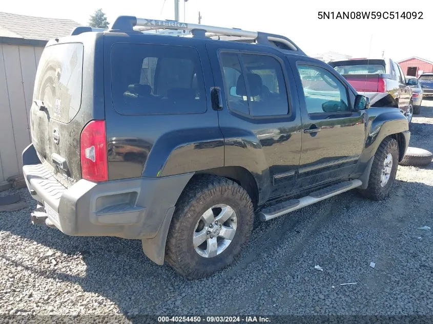 2009 Nissan Xterra Se VIN: 5N1AN08W59C514092 Lot: 40254450