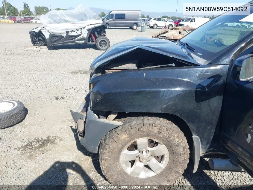 2009 Nissan Xterra Se VIN: 5N1AN08W59C514092 Lot: 40254450