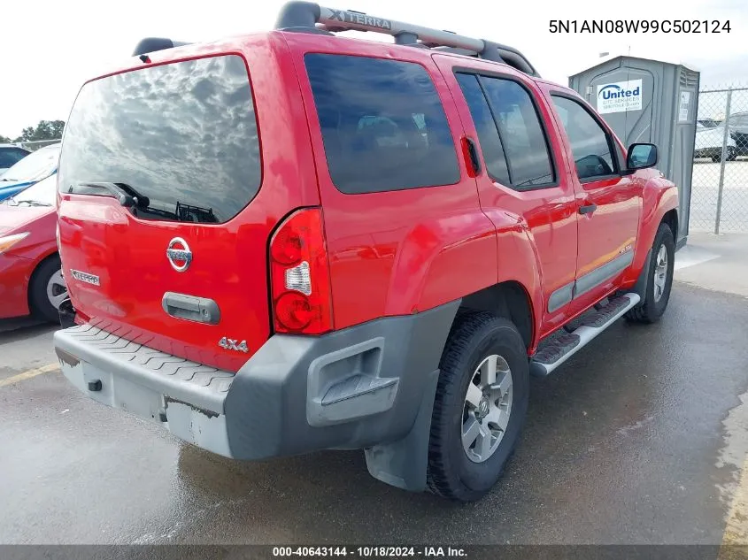 2009 Nissan Xterra Off Road VIN: 5N1AN08W99C502124 Lot: 40643144