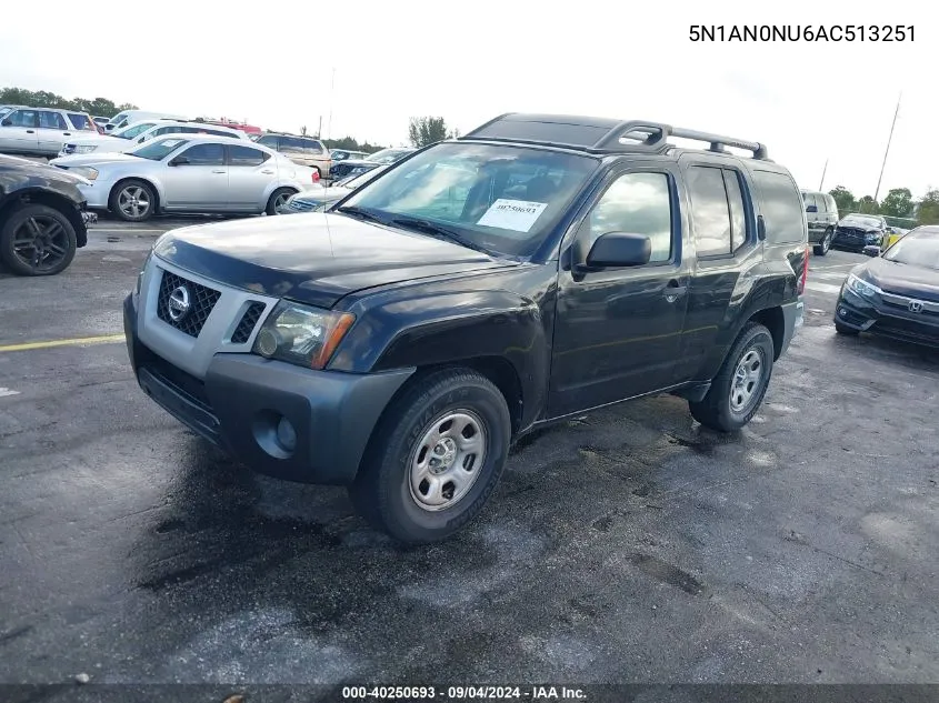 2010 Nissan Xterra X VIN: 5N1AN0NU6AC513251 Lot: 40423889