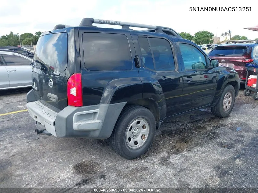 2010 Nissan Xterra X VIN: 5N1AN0NU6AC513251 Lot: 40423889