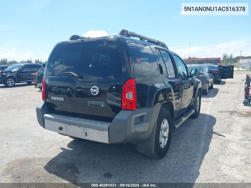 2010 Nissan Xterra S VIN: 5N1AN0NU1AC516378 Lot: 40361031