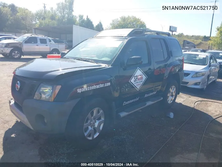 2010 Nissan Xterra Se VIN: 5N1AN0NW7AC521750 Lot: 40510029