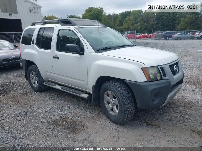 2010 Nissan Xterra S VIN: 5N1AN0NW7AC510361 Lot: 40537958