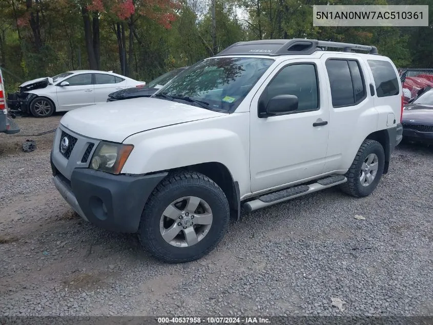 2010 Nissan Xterra S VIN: 5N1AN0NW7AC510361 Lot: 40537958