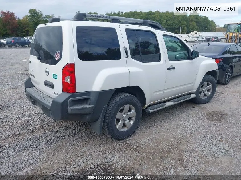 2010 Nissan Xterra S VIN: 5N1AN0NW7AC510361 Lot: 40537958