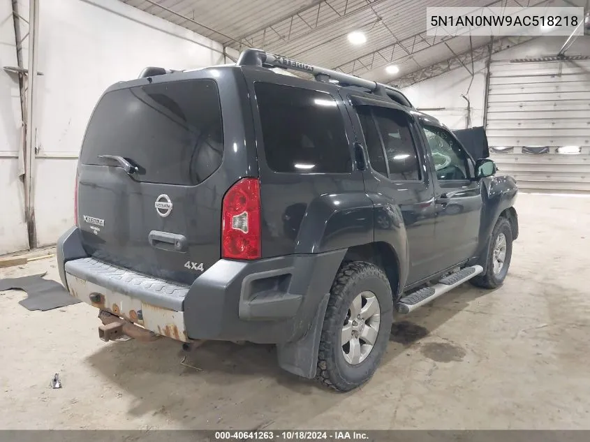 2010 Nissan Xterra S VIN: 5N1AN0NW9AC518218 Lot: 40641263