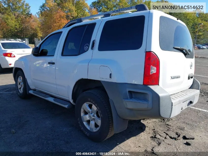 2010 Nissan Xterra S VIN: 5N1AN0NU1AC514632 Lot: 40643431