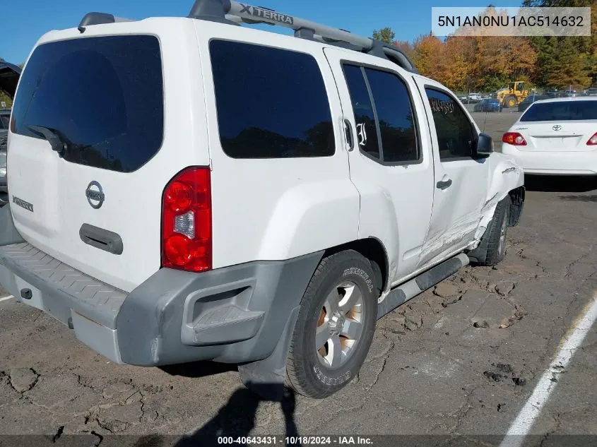 2010 Nissan Xterra S VIN: 5N1AN0NU1AC514632 Lot: 40643431