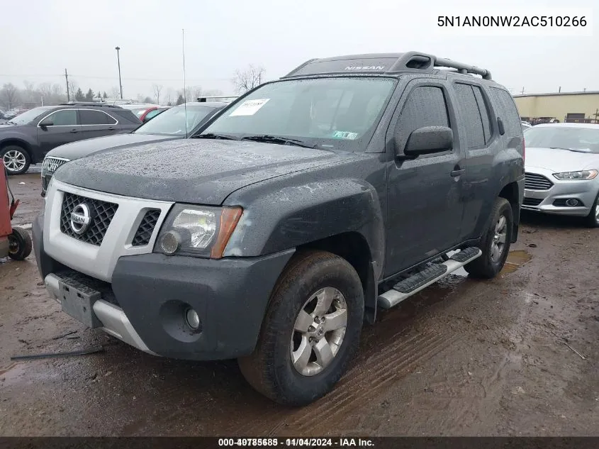 2010 Nissan Xterra S VIN: 5N1AN0NW2AC510266 Lot: 40785685