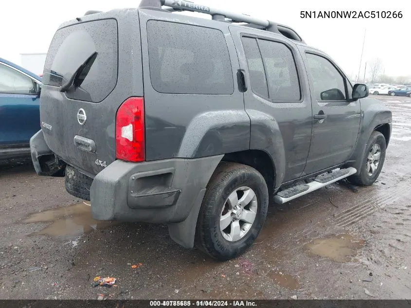 2010 Nissan Xterra S VIN: 5N1AN0NW2AC510266 Lot: 40785685