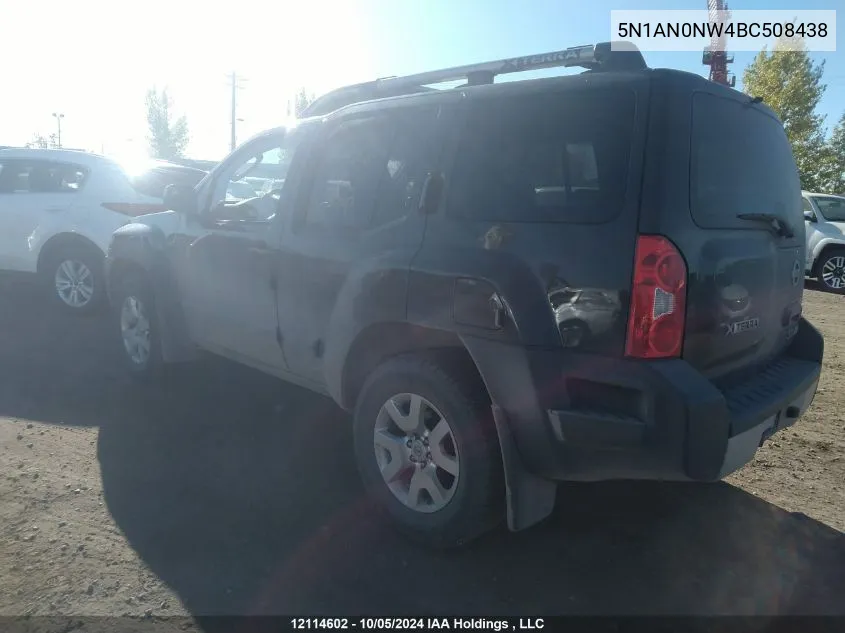 2011 Nissan Xterra X VIN: 5N1AN0NW4BC508438 Lot: 12114602