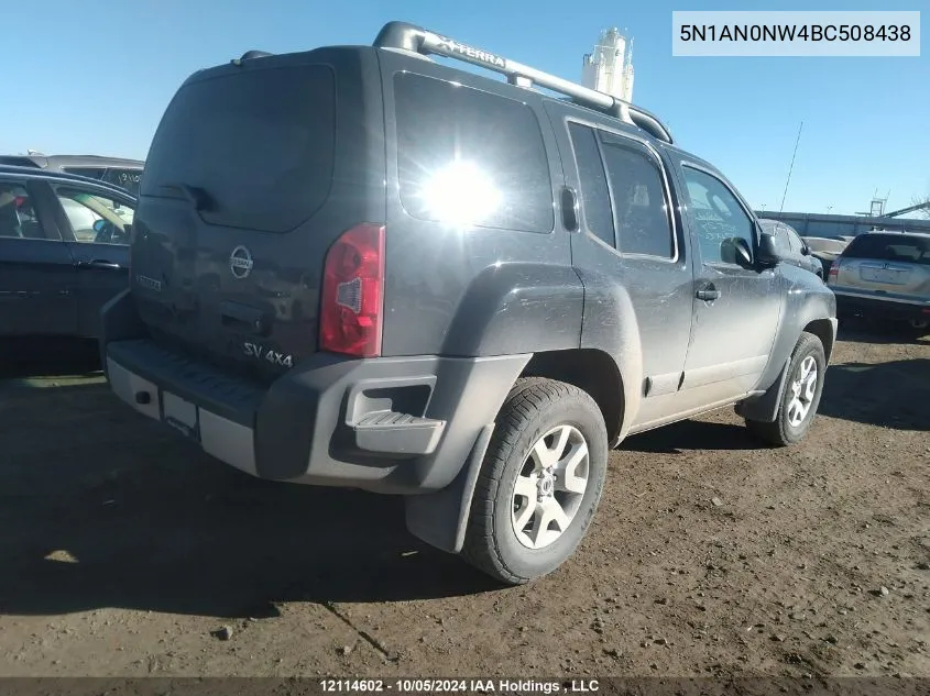 2011 Nissan Xterra X VIN: 5N1AN0NW4BC508438 Lot: 12114602