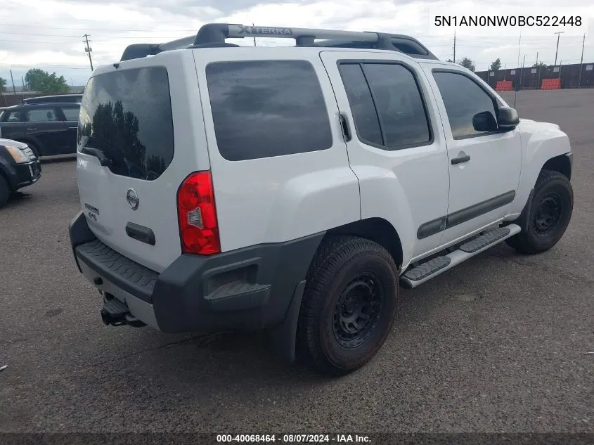 2011 Nissan Xterra S VIN: 5N1AN0NW0BC522448 Lot: 40068464