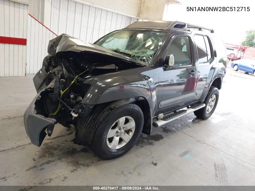 2011 Nissan Xterra S VIN: 5N1AN0NW2BC512715 Lot: 40270417