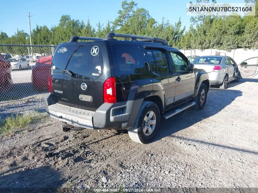 2011 Nissan Xterra S VIN: 5N1AN0NU7BC521604 Lot: 40436007