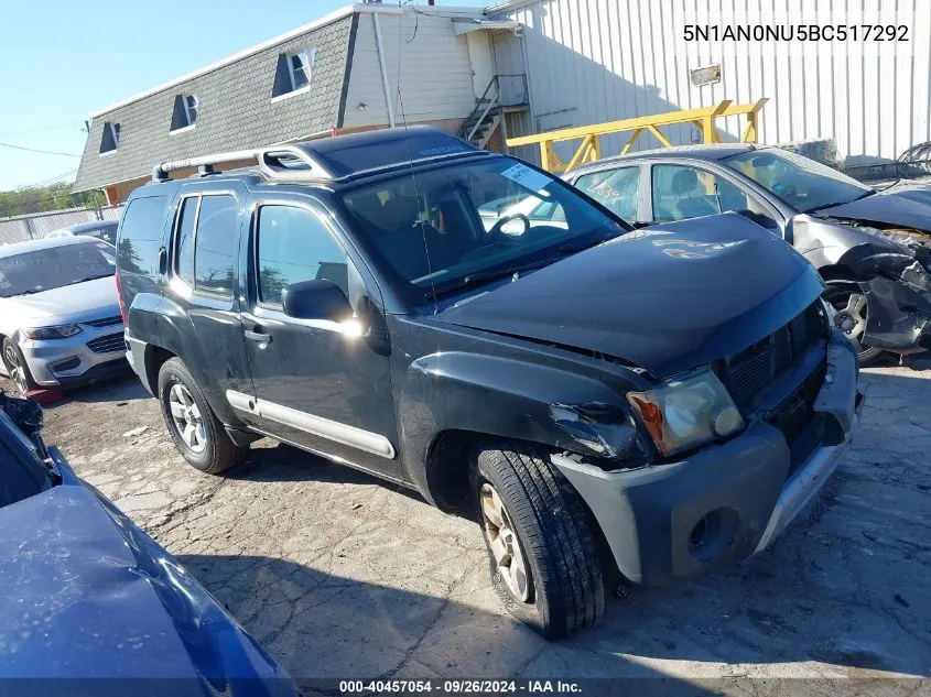 5N1AN0NU5BC517292 2011 Nissan Xterra S