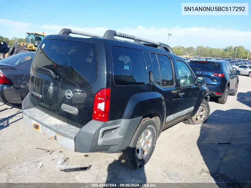 2011 Nissan Xterra S VIN: 5N1AN0NU5BC517292 Lot: 40457054