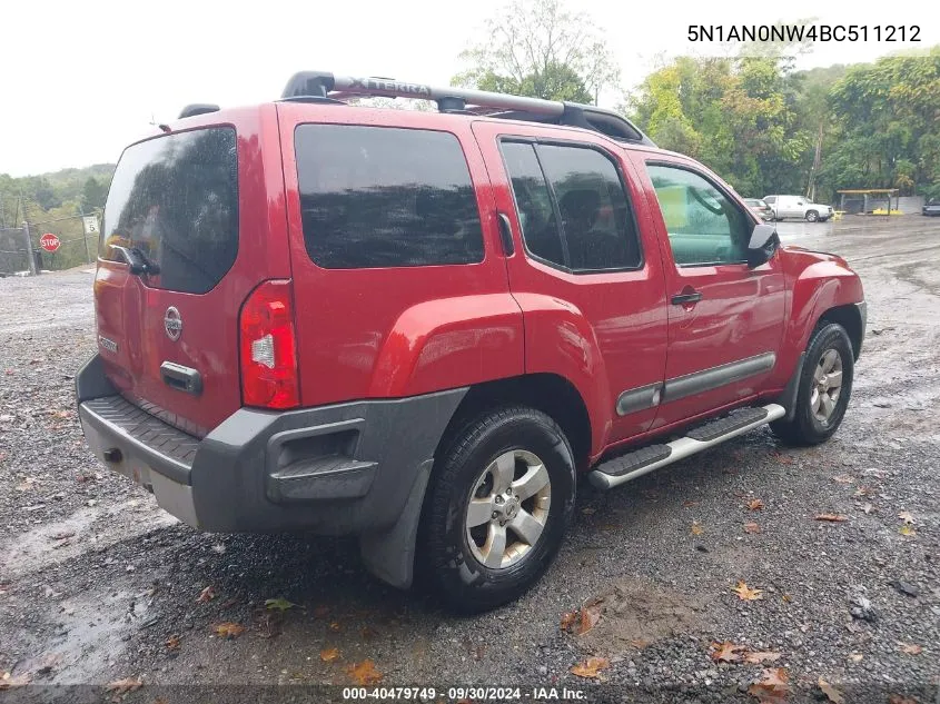 2011 Nissan Xterra S VIN: 5N1AN0NW4BC511212 Lot: 40479749