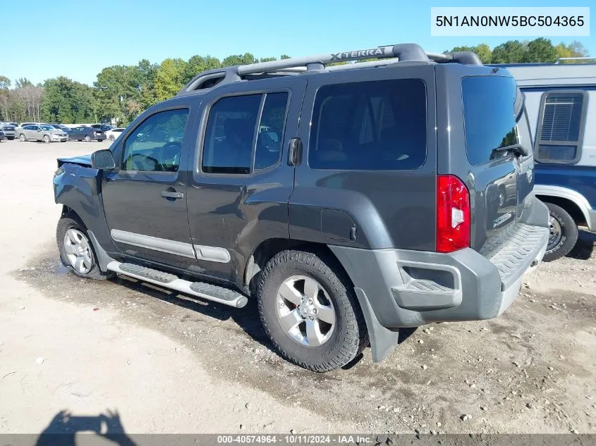 2011 Nissan Xterra S VIN: 5N1AN0NW5BC504365 Lot: 40574964