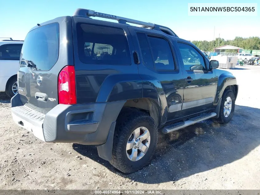 2011 Nissan Xterra S VIN: 5N1AN0NW5BC504365 Lot: 40574964