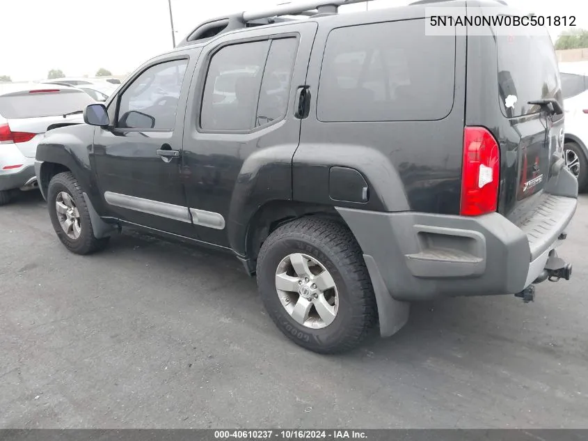 2011 Nissan Xterra S VIN: 5N1AN0NW0BC501812 Lot: 40610237