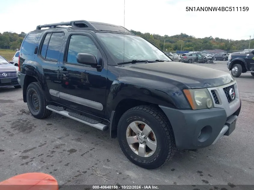 2011 Nissan Xterra S VIN: 5N1AN0NW4BC511159 Lot: 40648158