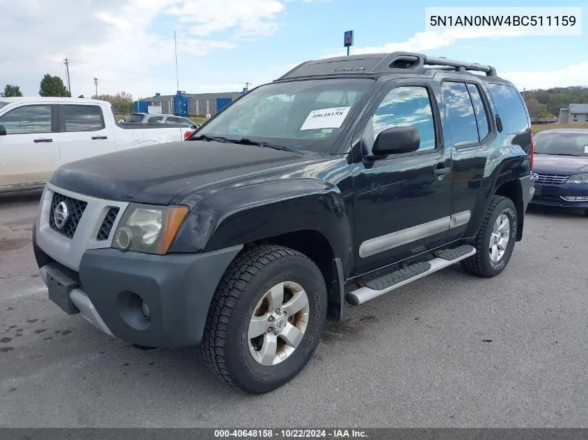 2011 Nissan Xterra S VIN: 5N1AN0NW4BC511159 Lot: 40648158