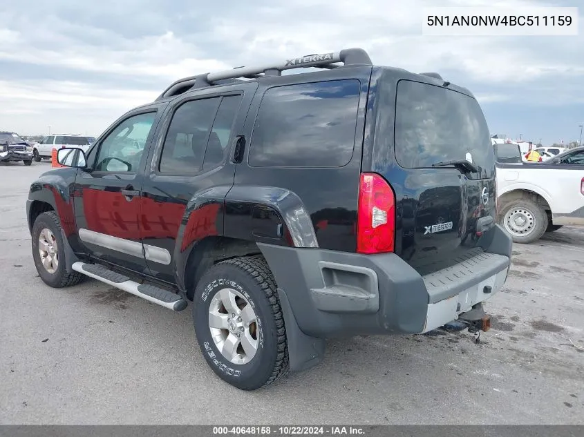 2011 Nissan Xterra S VIN: 5N1AN0NW4BC511159 Lot: 40648158