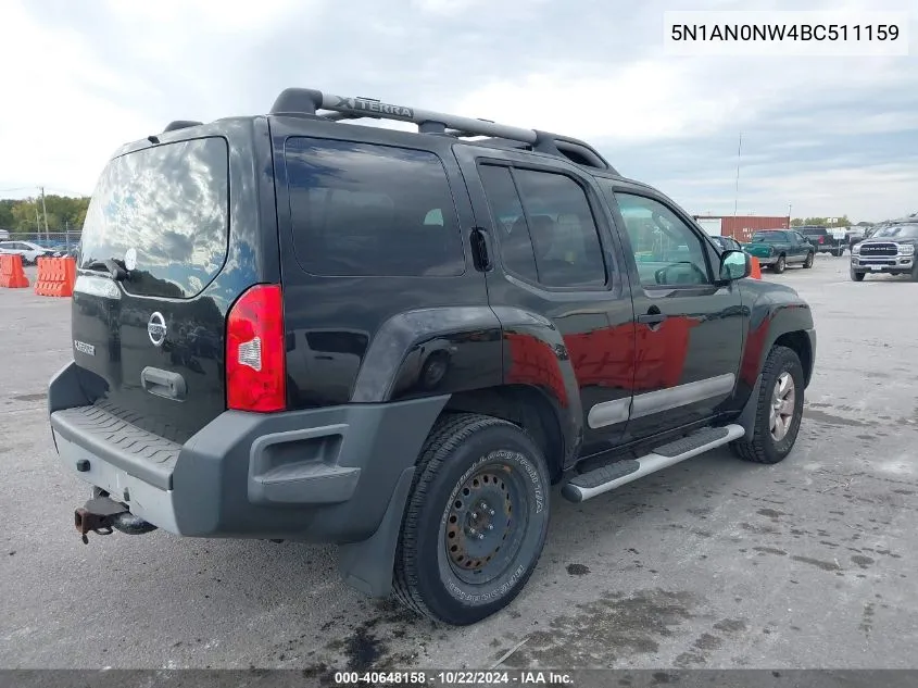 2011 Nissan Xterra S VIN: 5N1AN0NW4BC511159 Lot: 40648158