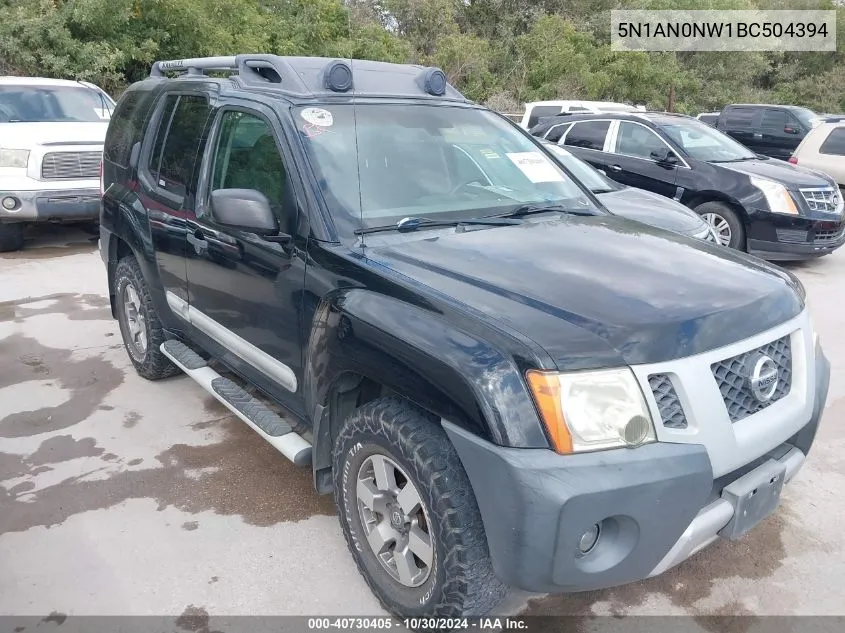 2011 Nissan Xterra Pro-4X VIN: 5N1AN0NW1BC504394 Lot: 40730405