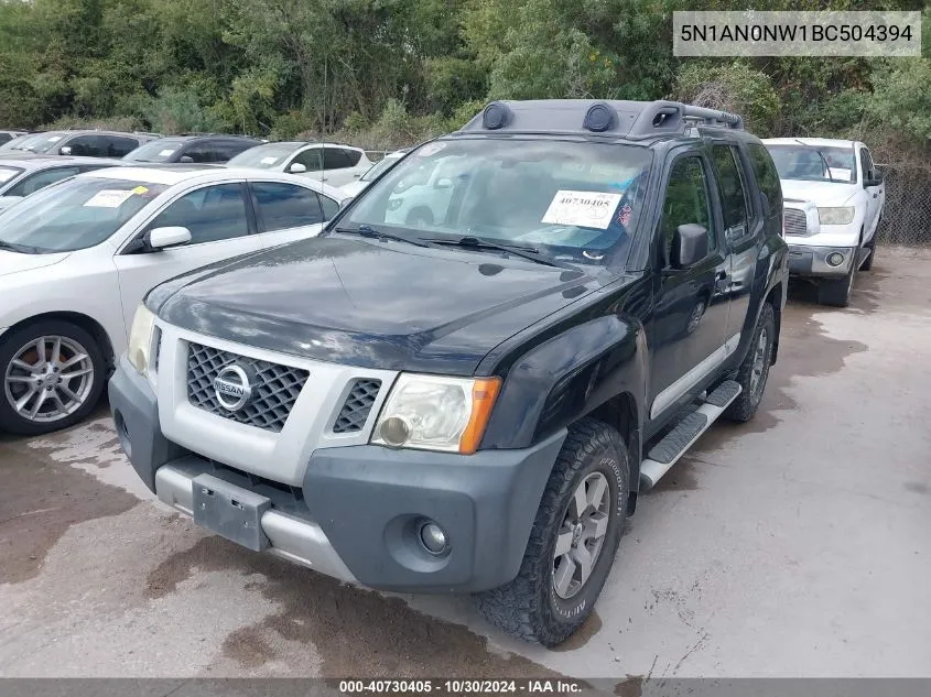 2011 Nissan Xterra Pro-4X VIN: 5N1AN0NW1BC504394 Lot: 40730405