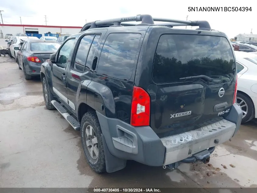 2011 Nissan Xterra Pro-4X VIN: 5N1AN0NW1BC504394 Lot: 40730405