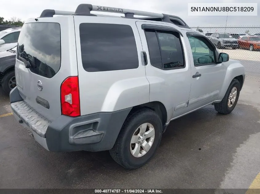 2011 Nissan Xterra S VIN: 5N1AN0NU8BC518209 Lot: 40774757