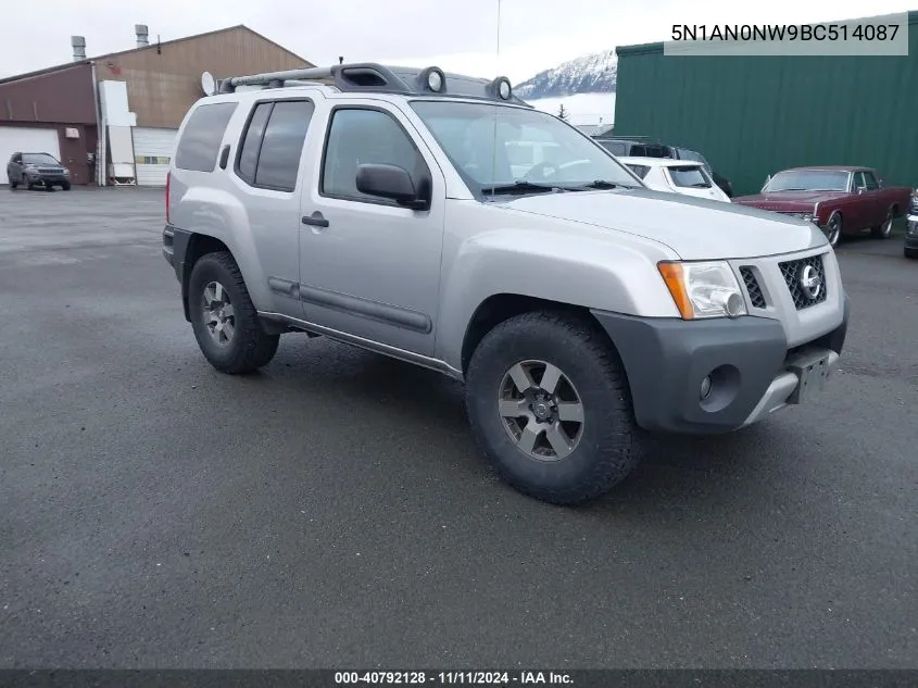 2011 Nissan Xterra Pro-4X VIN: 5N1AN0NW9BC514087 Lot: 40792128