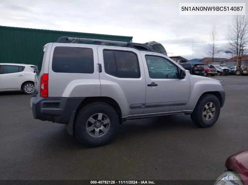 2011 Nissan Xterra Pro-4X VIN: 5N1AN0NW9BC514087 Lot: 40792128