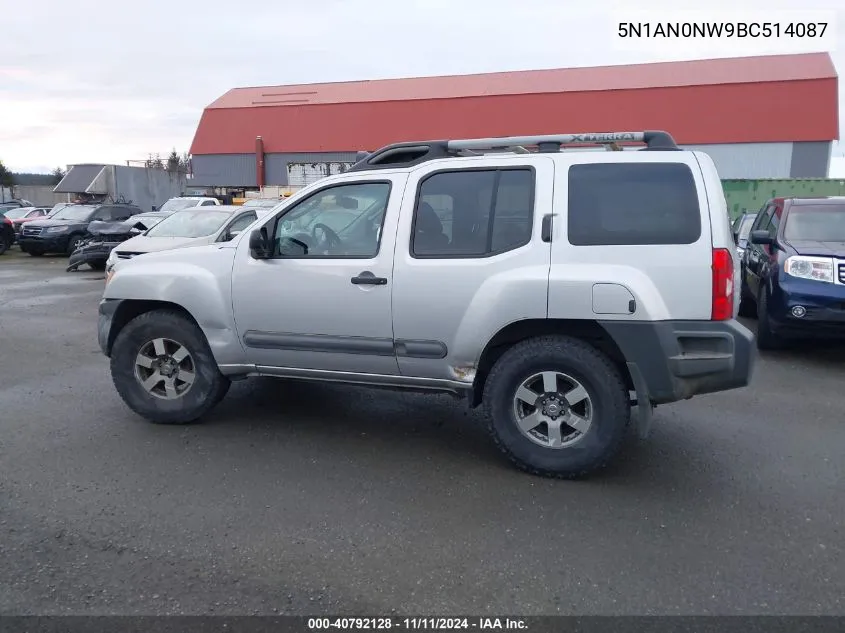 2011 Nissan Xterra Pro-4X VIN: 5N1AN0NW9BC514087 Lot: 40792128