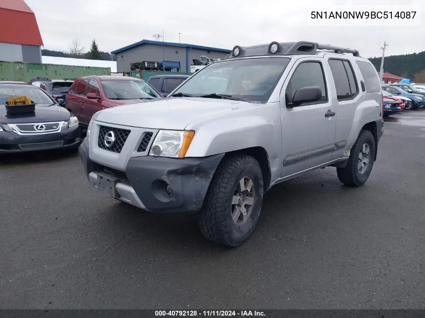 2011 Nissan Xterra Pro-4X VIN: 5N1AN0NW9BC514087 Lot: 40792128