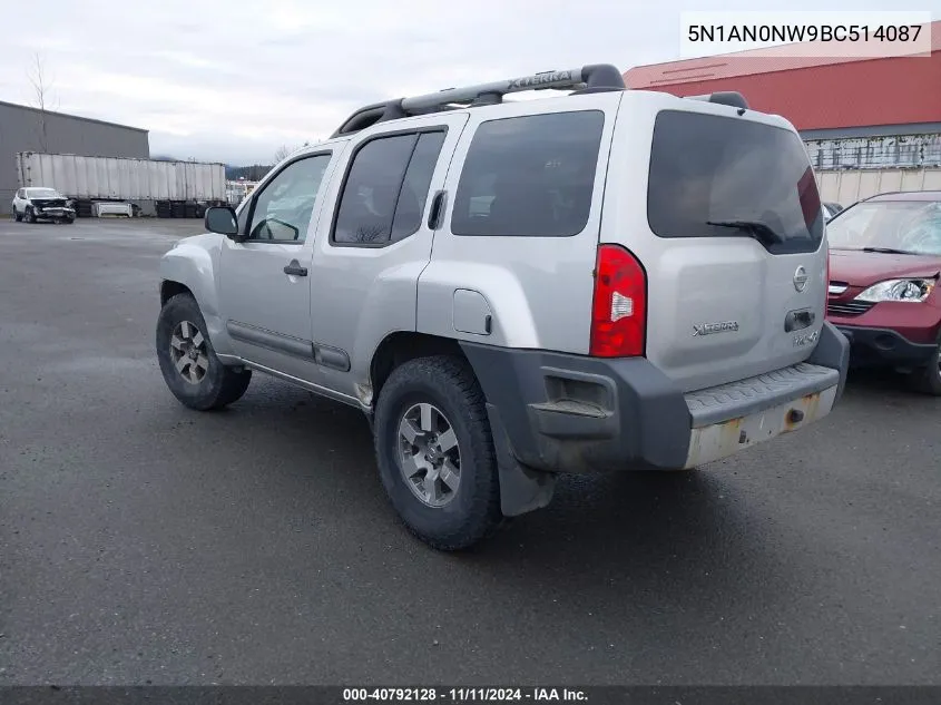 2011 Nissan Xterra Pro-4X VIN: 5N1AN0NW9BC514087 Lot: 40792128