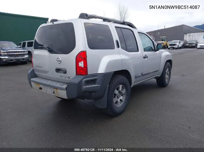 2011 Nissan Xterra Pro-4X VIN: 5N1AN0NW9BC514087 Lot: 40792128