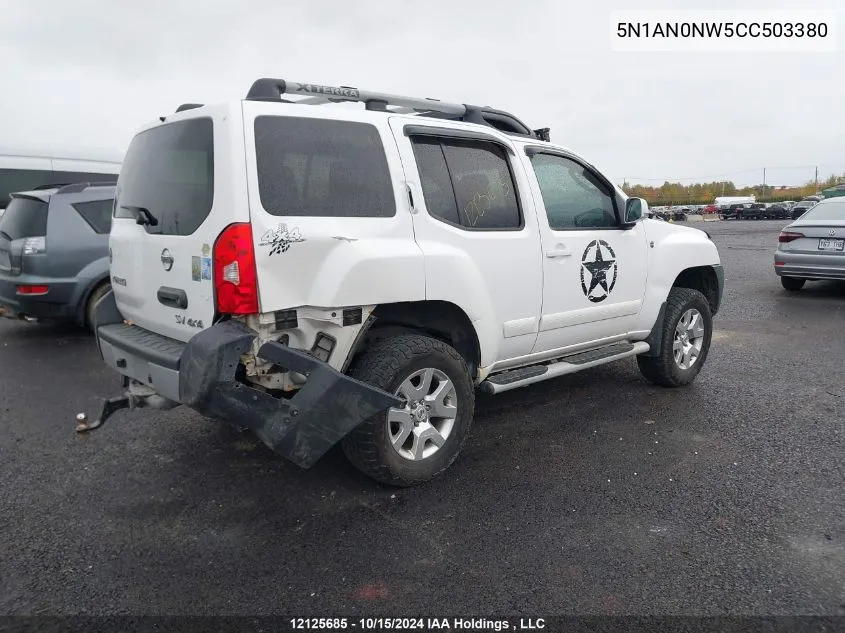 2012 Nissan Xterra Off Road/S/Se VIN: 5N1AN0NW5CC503380 Lot: 12125685