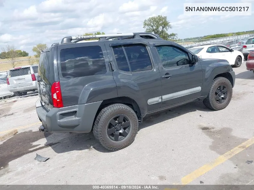 2012 Nissan Xterra Pro-4X VIN: 5N1AN0NW6CC501217 Lot: 40369514